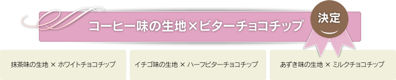 コーヒー味の生地×ビターチョコチップに決定